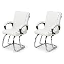 Comfortable Seating Solution for Offices, Waiting Rooms, and Homes Without Wheel Chair Indoor &amp; Outdoor Chair (2, White, Double Pipe Chrome Steel Frame)