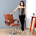 Comfortable Seating Solution for Offices, Waiting Rooms, and Homes Without Wheel Chair Indoor &amp; Outdoor Chair (1, Brown, Double Pipe Chrome Steel Frame)