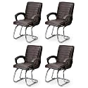 Comfortable Seating Solution for Offices, Waiting Rooms, and Homes Without Wheel Chair Indoor &amp; Outdoor Chair (4, Coffee, Double Pipe Chrome Steel Frame)