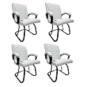 Comfortable Seating Solution for Offices, Waiting Rooms, and Homes Without Wheel Chair Indoor &amp; Outdoor Chair (4, White, Powder Coated Double Pipe Frame)