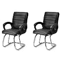 Comfortable Seating Solution for Offices, Waiting Rooms, and Homes Without Wheel Chair Indoor &amp; Outdoor Chair (2, Black, Double Pipe Chrome Steel Frame)
