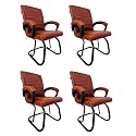 Comfortable Seating Solution for Offices, Waiting Rooms, and Homes Without Wheel Chair Indoor &amp; Outdoor Chair (4, Brown, Powder Coated Double Pipe Frame)