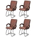 Comfortable Seating Solution for Offices, Waiting Rooms, and Homes Without Wheel Chair Indoor &amp; Outdoor Chair (4, Tan, Double Pipe Chrome Steel Frame)