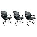 P P CHAIR Comfortable Seating Solution for Offices, Waiting Rooms, and Homes Without Wheel Chair Indoor &amp; Outdoor Chair (3, Black, Powder Coated Double Pipe Frame)
