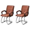 Comfortable Seating Solution for Offices, Waiting Rooms, and Homes Without Wheel Chair Indoor &amp; Outdoor Chair (2, Brown, Double Pipe Chrome Steel Frame)
