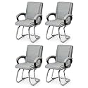 Comfortable Seating Solution for Offices, Waiting Rooms, and Homes Without Wheel Chair Indoor &amp; Outdoor Chair (4, Grey, Double Pipe Chrome Steel Frame)