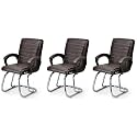 P P CHAIR Comfortable Seating Solution for Offices, Waiting Rooms, and Homes Without Wheel Chair Indoor &amp; Outdoor Chair (3, Coffee, Double Pipe Chrome Steel Frame)