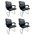 Comfortable Seating Solution for Offices, Waiting Rooms, and Homes Without Wheel Chair Indoor &amp; Outdoor Chair (4, Black, S Type Frame)