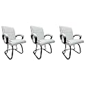 P P CHAIR Comfortable Seating Solution for Offices, Waiting Rooms, and Homes Without Wheel Chair Indoor &amp; Outdoor Chair (3, White, Powder Coated Double Pipe Frame)
