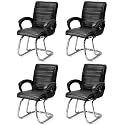 Comfortable Seating Solution for Offices, Waiting Rooms, and Homes Without Wheel Chair Indoor &amp; Outdoor Chair (4, Black, Double Pipe Chrome Steel Frame)