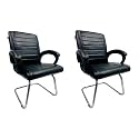 Comfortable Seating Solution for Offices, Waiting Rooms, and Homes Without Wheel Chair Indoor &amp; Outdoor Chair (2, Black, S Type Frame)