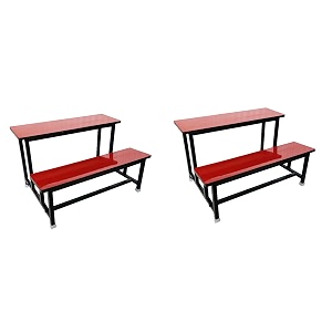 home tution school college duel desk bench for all students girls boys heavy duty frame with ply board 2 red small students without back
