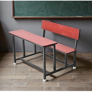 metal school duel desk tution college bench desk for all students boys girls heavy duty frame with ply board 1 red small students with back laminated