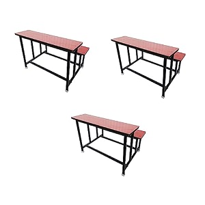 home tution school college duel desk bench for all students girls boys heavy duty frame with ply board 3 red small students without back