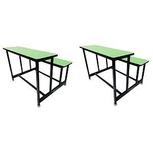 home tution school college duel desk bench for all students girls boys heavy duty frame with ply board 2 green medium class