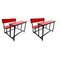 Home Tution School College Duel Desk Bench for All Students Girls Boys Heavy Duty Frame with ply Board (2, RED, Small Students with Back)
