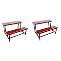 Home Tution School College Duel Desk Bench for All Students Girls Boys Heavy Duty Frame with ply Board (2, RED, Small Students Without Back)