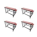 Home Tution School College Duel Desk Bench for All Students Girls Boys Heavy Duty Frame with ply Board (4, RED, Small Students Without Back)
