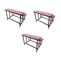 Home Tution School College Duel Desk Bench for All Students Girls Boys Heavy Duty Frame with ply Board (3, RED, Small Students Without Back)