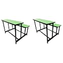 Home Tution School College Duel Desk Bench for All Students Girls Boys Heavy Duty Frame with ply Board (2, Green, Medium Class)