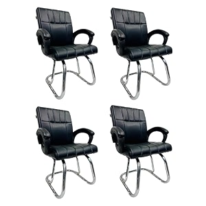 office exclusive chair heavy duty metal frame home office visitor study desk chair 4 black double pipe chrome steel frame