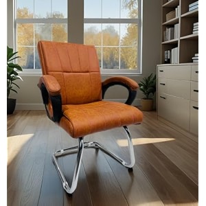 office exclusive chair heavy duty metal frame home office visitor study desk chair 1 brown s- shaped frame