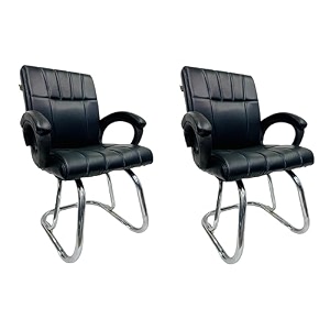 office exclusive chair heavy duty metal frame home office visitor study desk chair 2 black double pipe chrome steel frame