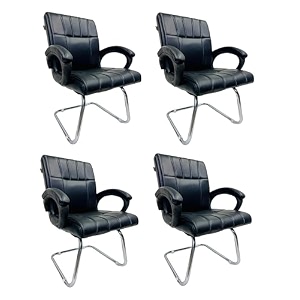 office exclusive chair heavy duty metal frame home office visitor study desk chair 4 black s- shaped frame