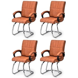 office exclusive chair heavy duty metal frame home office visitor study desk chair 4 brown double pipe chrome steel frame