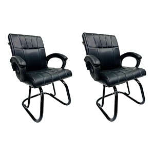 office exclusive chair heavy duty metal frame home office visitor study desk chair 2 black powder coated double pipe iron frame