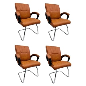 office exclusive chair heavy duty metal frame home office visitor study desk chair 4 brown s- shaped frame