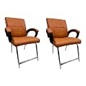 Office Exclusive Chair Heavy Duty Metal Frame Home Office Visitor Study Desk Chair (2, Brown, H-Shaped Frame)