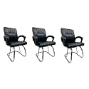 Office Exclusive Chair Heavy Duty Metal Frame Home Office Visitor Study Desk Chair (1, Brown, Double Pipe Chrome Steel Frame)