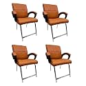 Office Exclusive Chair Heavy Duty Metal Frame Home Office Visitor Study Desk Chair (4, Brown, H-Shaped Frame)