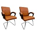 Office Exclusive Chair Heavy Duty Metal Frame Home Office Visitor Study Desk Chair (2, Brown, S- Shaped Frame)