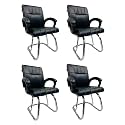 Office Exclusive Chair Heavy Duty Metal Frame Home Office Visitor Study Desk Chair (4, Black, Double Pipe Chrome Steel Frame)