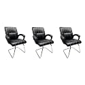P P CHAIR Office Exclusive Chair Heavy Duty Metal Frame Home Office Visitor Study Desk Chair (3, Black, S- Shaped Frame)