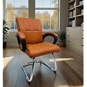 Office Exclusive Chair Heavy Duty Metal Frame Home Office Visitor Study Desk Chair (1, Brown, S- Shaped Frame)