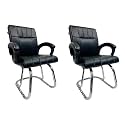 Office Exclusive Chair Heavy Duty Metal Frame Home Office Visitor Study Desk Chair (2, Black, Double Pipe Chrome Steel Frame)