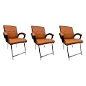 Office Exclusive Chair Heavy Duty Metal Frame Home Office Visitor Study Desk Chair (3, Brown, H-Shaped Frame)