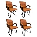 Office Exclusive Chair Heavy Duty Metal Frame Home Office Visitor Study Desk Chair (4, Brown, Powder Coated Double Pipe Iron Frame)