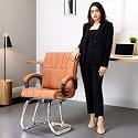 Office Exclusive Chair Heavy Duty Metal Frame Home Office Visitor Study Desk Chair (1, Brown, Double Pipe Chrome Steel Frame)