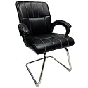 Office Exclusive Chair Heavy Duty Metal Frame Home Office Visitor Study Desk Chair (1, Black, Double Pipe Chrome Steel Frame)