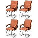 Office Exclusive Chair Heavy Duty Metal Frame Home Office Visitor Study Desk Chair (4, Brown, Double Pipe Chrome Steel Frame)