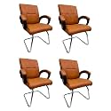 Office Exclusive Chair Heavy Duty Metal Frame Home Office Visitor Study Desk Chair (4, Brown, S- Shaped Frame)