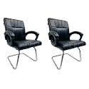 Office Exclusive Chair Heavy Duty Metal Frame Home Office Visitor Study Desk Chair (2, Black, S- Shaped Frame)