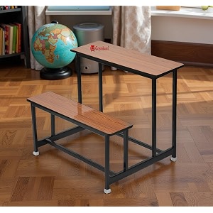 home tution school college duel desk bench for all students girls boys heavy duty frame with ply board 1 teak high class