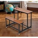 Home Tution School College Duel Desk Bench for All Students Girls Boys Heavy Duty Frame with ply Board (1, Teak, High Class)