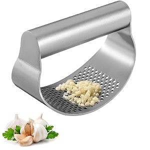 steel garlic press rockerstainless steel garlic mincer chopper ginger crusher and peeler squeezer press kitchen gadget with handle