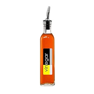 p-plus international glass oil and vinegar cruet 16 oz olive oil dispenser with stainless steel spout 500 ml pack 1 vineger label